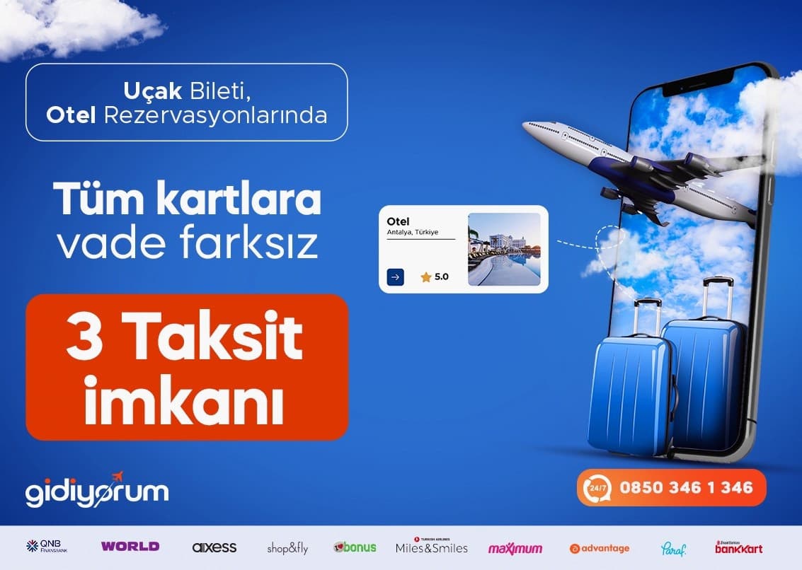 Gidiyorum.com’da  Taksit Avantajı!
