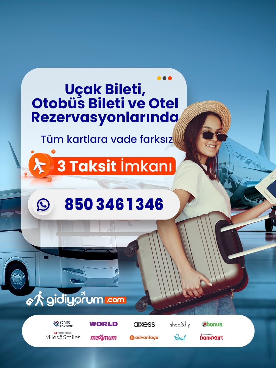 Vade Farksız 3 Taksitle Seyahatinizi Planlayın